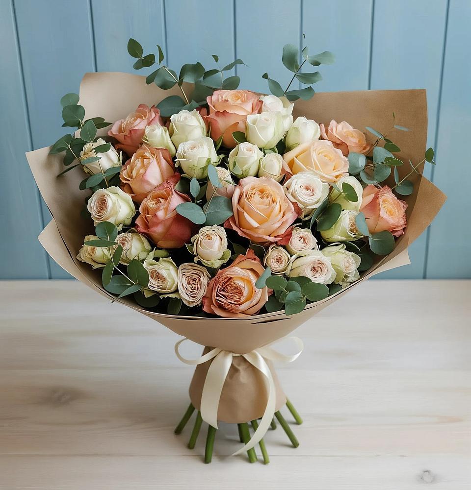 Букет цветов из: Альстромерии и Розы в Камбарке