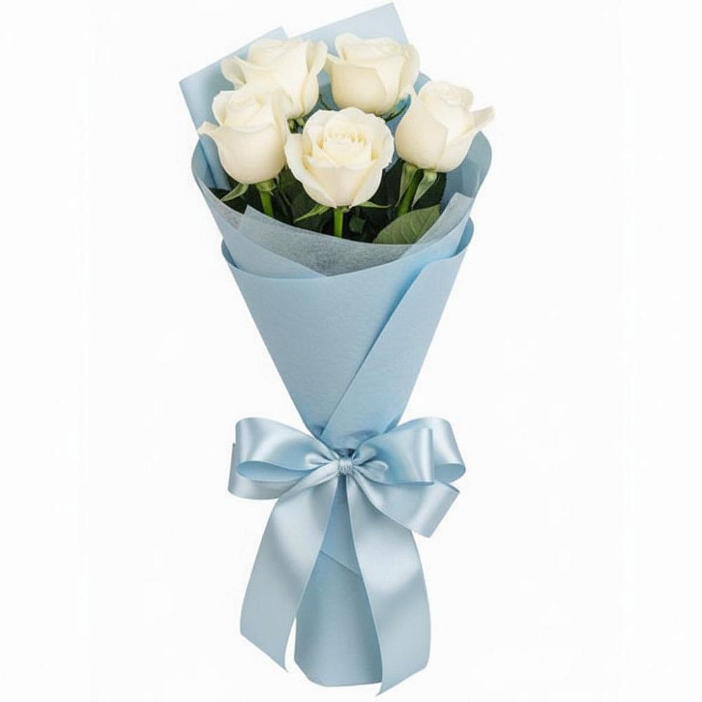 Букет 5 Белых роз Проуд в Камбарке