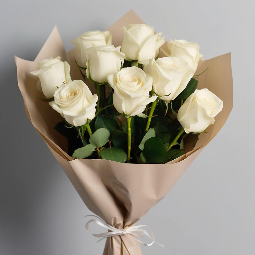 Букет 9 Белых роз Эдлесс Лав в Камбарке