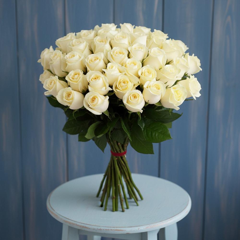 Букет 51 Белая роза Эдлесс Лав в Камбарке