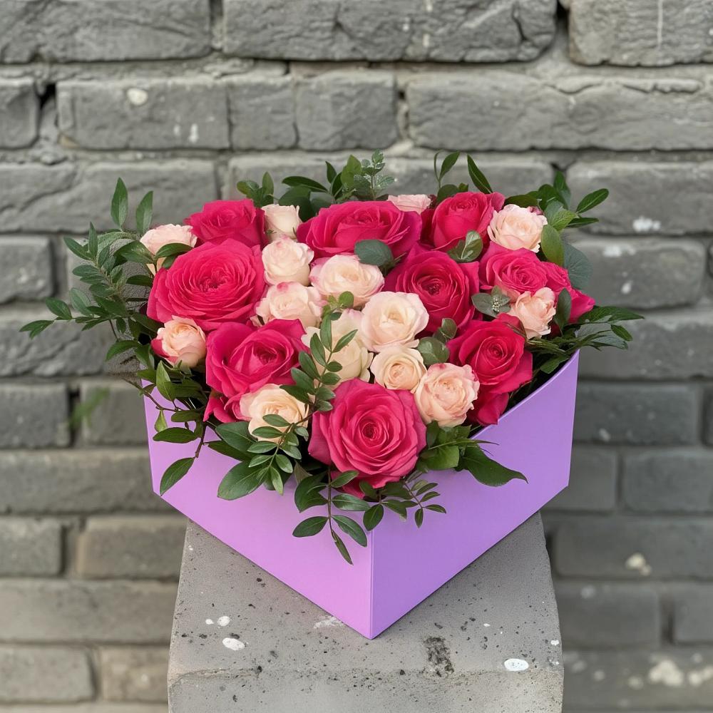Цветочная композиция из Розы в коробке в Камбарке