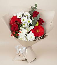 Букет цветов из:  Розы, Хризантемы, Герберы и Лилии в Камбарке