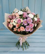 Букет цветов из:  Хризантемы, Розы и Альстромерии в Камбарке