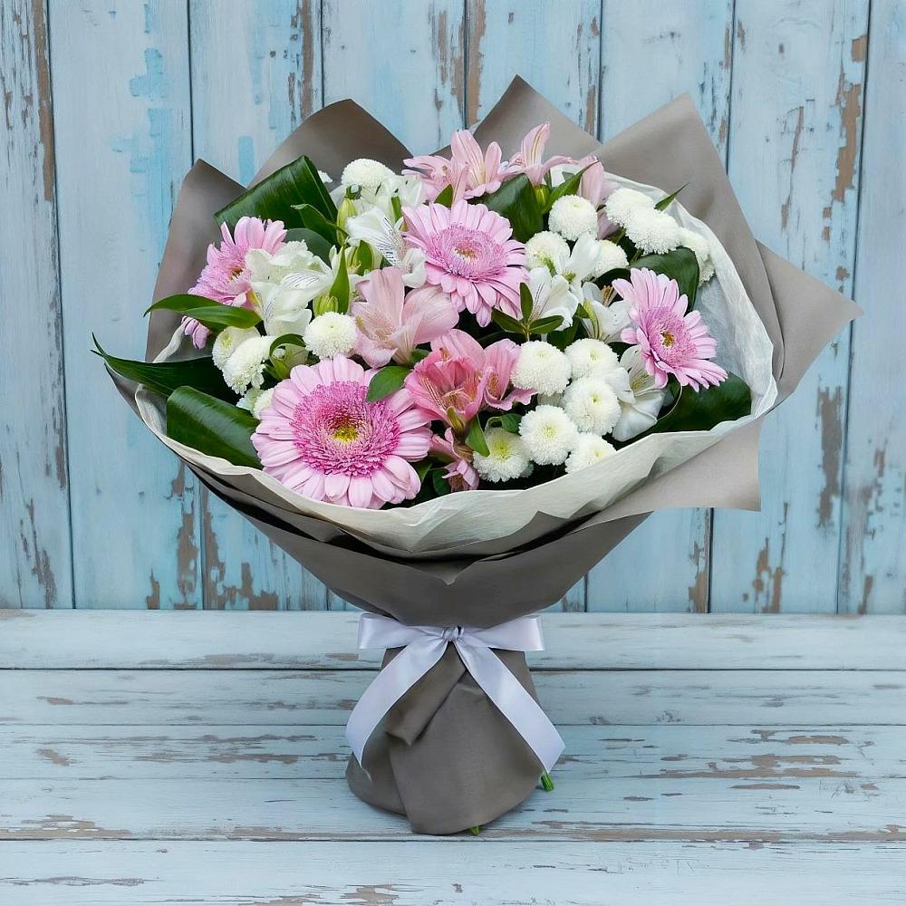 Букет цветов из: Герберы, Альстромерии и Хризантемы в Камбарке